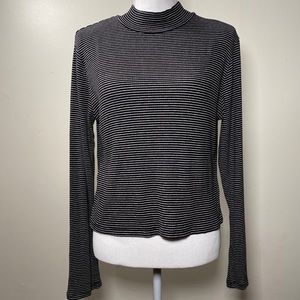 Black & white striped mock turtle neck